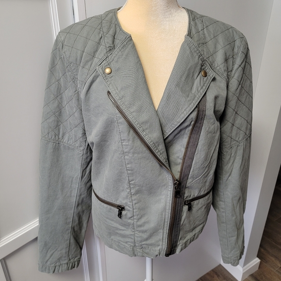 GAP Jackets & Blazers - Gap Quilted Moto Vintage Flight Aviator Utility Jacket Asymmetrical Zip Size 16